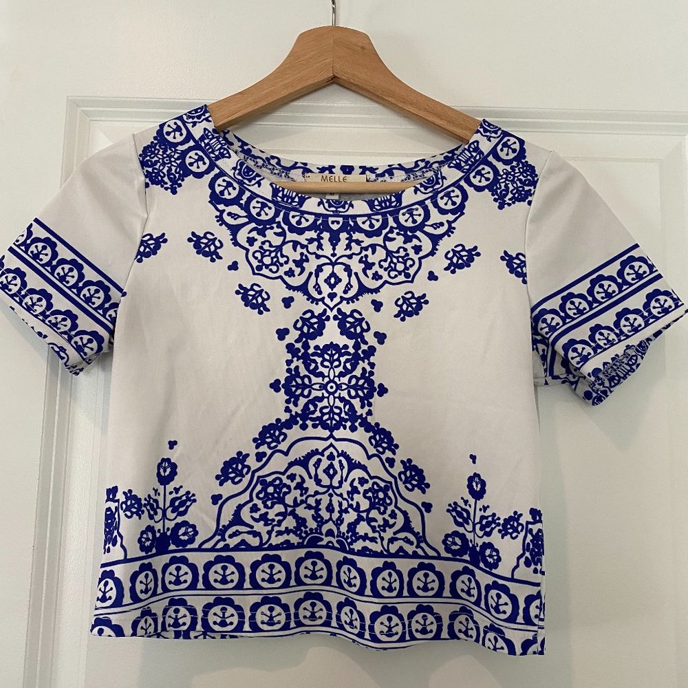 Blue and White Patterned Shirt